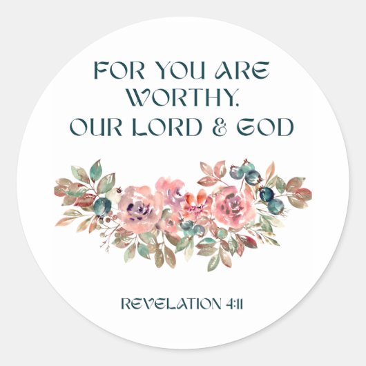 You Are Worthy — Watercolor Floral Round Sticker (Vorderseite)