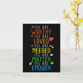 You Are Worthy You Are Loved Suicide Prevention Aw Karte (Gelbe Blume)