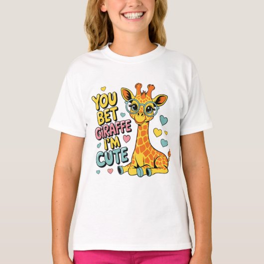 You Bet Giraffe I’m Cute – Funny Kawaii Animal Pun T-Shirt (Vorderseite)