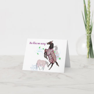 you blow me away horsey card Folded Thank You Card Dankeskarte
