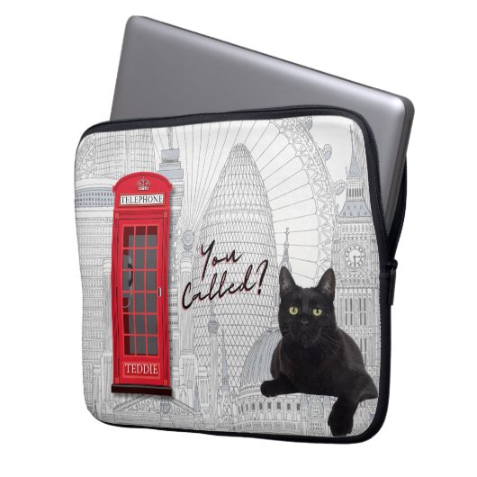 'You Called?' Customizable London Cat Red Phone Laptopschutzhülle (Vorderseite Links)