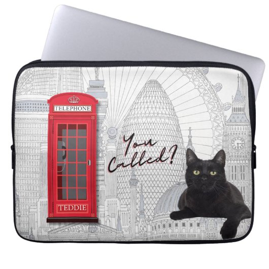 'You Called?' Customizable London Cat Red Phone Laptopschutzhülle (Vorderseite)