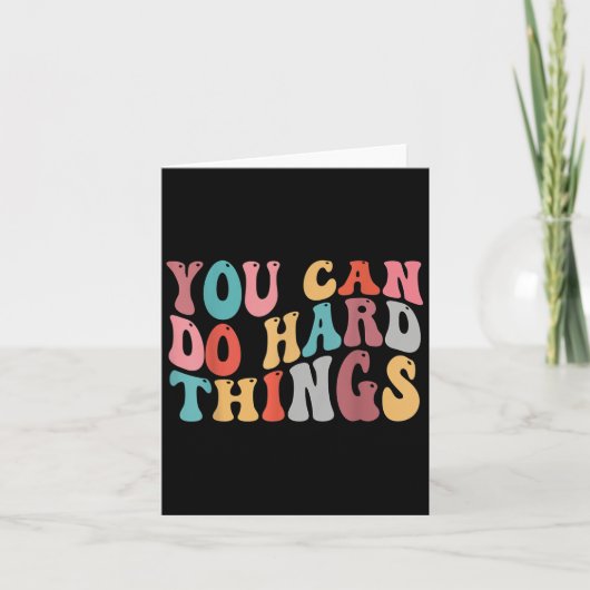 You Can Do Hard Things Groovy Retro Motivational Q Karte (Vorderseite)