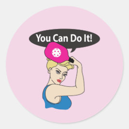 You Can Do It. Rosie Pickleball (W) Runder Aufkleber