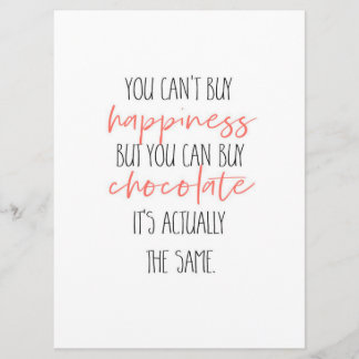 You can't buy happiness but you can buy chocolate menükarte