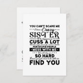 You Cant Scare Me i have a Crazy Sister Begleitkarte (Vorne/Hinten)