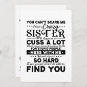 You Cant Scare Me i have a Crazy Sister Save The Date (Vorne/Hinten)