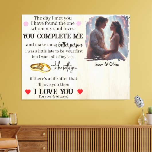 You Complete Me Custom Photo Wedding Anniversary Leinwanddruck (Insitu (Wohnzimmer))
