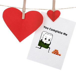 You Complete Me Sushi & Ikura Kawaii Art Feiertagskarte