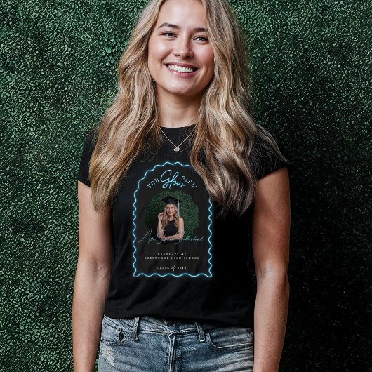 You Glow Girl Wavy Blue Neon Abschluss Foto Tri-Blend Shirt