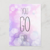 You Go Girl - Lila Bokeh Inspiration Zitat Postkarte (Vorderseite)