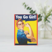 You Go Girl mit Klassiker Rosie der Niveter Postkarte (Stehend Vorderseite)