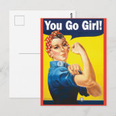 You Go Girl mit Klassiker Rosie der Niveter Postkarte (Vorne/Hinten)
