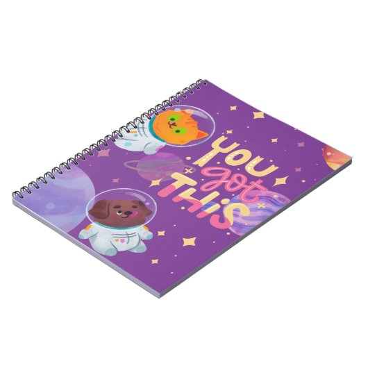 "You Got" Niedliches weltraumtaugliches Notebook Notizblock (Linke Seite)