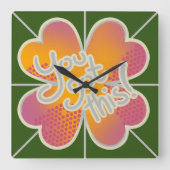 You got this! Clover Quadratische Wanduhr (Vorderseite)
