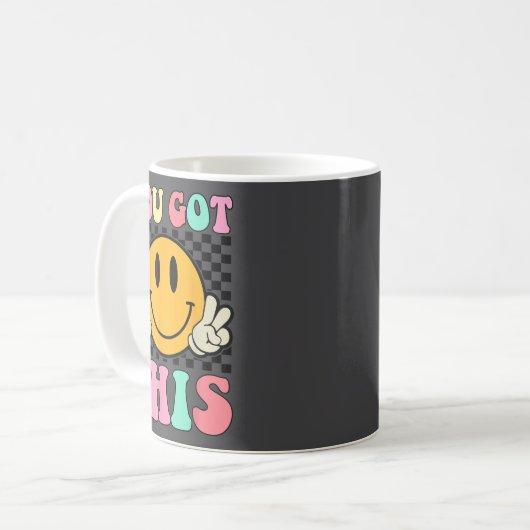 You Got This Retro Smile Motivational Testing Day  Kaffeetasse (Vorderseite Links)