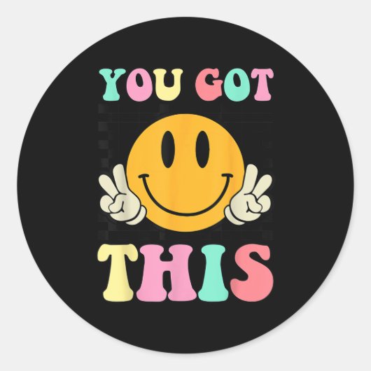 You Got This Retro Smile Motivational Testing Day Runder Aufkleber (Vorderseite)