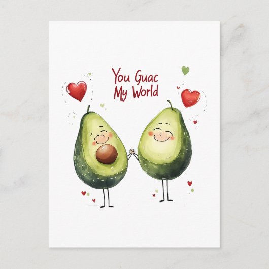 You Guac My World Valentine's Day Kid Friendly Postkarte (Vorderseite)