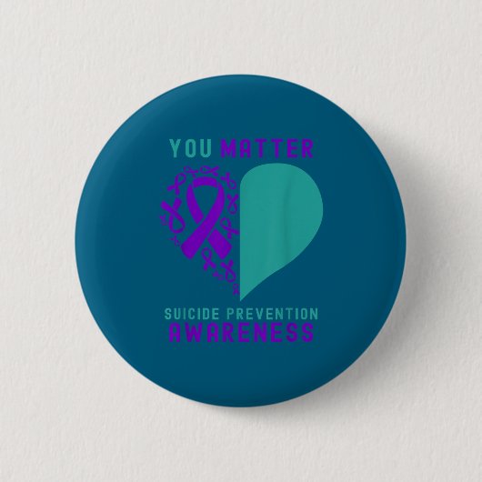 You - Heart & Ribbon Design Suicide Prevention Button (Vorderseite)