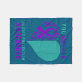 You - Heart & Ribbon Design Suicide Prevention Fleecedecke (Vorderseite (Horizontal))