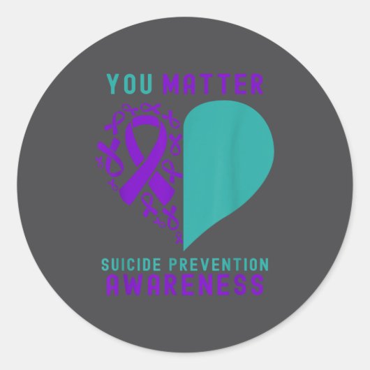 You - Heart & Ribbon Design Suicide Prevention Runder Aufkleber (Vorderseite)