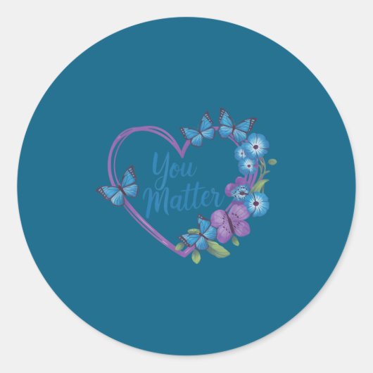 You Heart Suicide Prevention Awareness  Runder Aufkleber (Vorderseite)