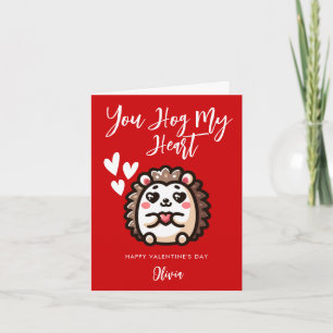 You Hog My Heart   Igel-Wortspiel zum Valentinstag Karte