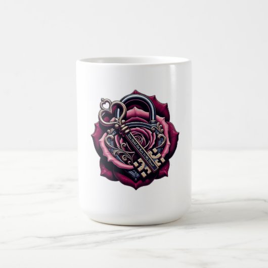 You Hold the Key to My Heart Rose Lock T-Shirt Kaffeetasse (Mittel)