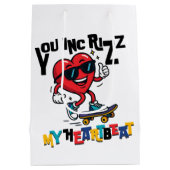 You Inc Rizz my Heartbeat - Cute skateboard heart Mittlere Geschenktüte (Rückseite)