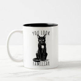 You Look Familiar Black Cat Feeling Magical Witch Zweifarbige Tasse
