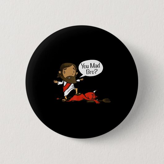You Mad Bro - Funny Christian Jesus And Devil Button (Vorderseite)