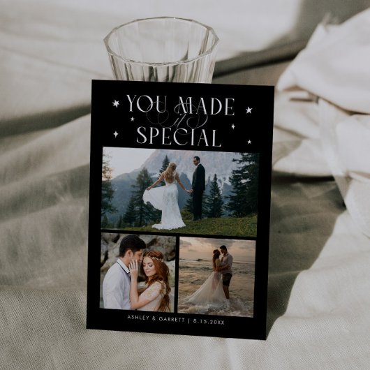 You Made It Special Wedding Photo Black Dankeskarte