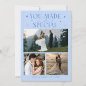 You Made It Special Wedding Photo Icy Blue Dankeskarte (Vorderseite)