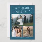 You Made It Special Wedding Photo Teal Dankeskarte (Vorderseite)