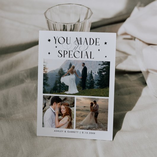 You Made It Special Wedding Photo White Dankeskarte