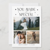 You Made It Special Wedding Photo White Dankeskarte (Vorderseite)