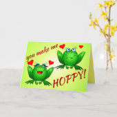 You Make Me Hoppy Cute Fun Romantic Frogs in Love Karte (Gelbe Blume)