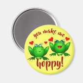 You Make Me Hoppy Cute Fun Romantic Frogs in Love Magnet (Vorderseite/Rückseite)