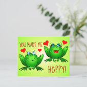 You Make Me Hoppy Cute Fun Romantic Frogs in Love Postkarte (Stehend Vorderseite)