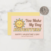 You Make My Day Brighter Kids Valentine's Mitteilungskarte (Vorderseite/Rückseite Beispiel)