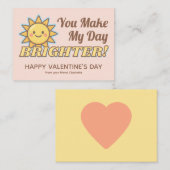 You Make My Day Brighter Kids Valentine's Mitteilungskarte (Vorne/Hinten)