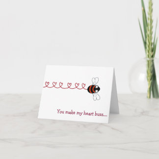 You Make My Heart Buzz Bee Valentine Card Dankeskarte