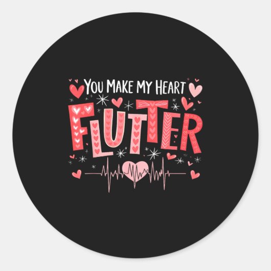 You Make My Heart Flutter Cardiac Nurse Valentine  Runder Aufkleber (Vorderseite)
