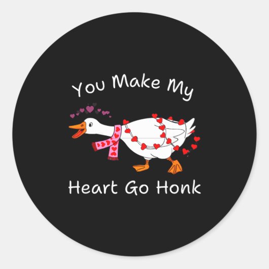 You Make My Heart Go Honk Coquette Valentine Goose Runder Aufkleber (Vorderseite)