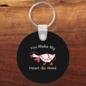 You Make My Heart Go Honk Coquette Valentine Goose Schlüsselanhänger (Vorderseite)