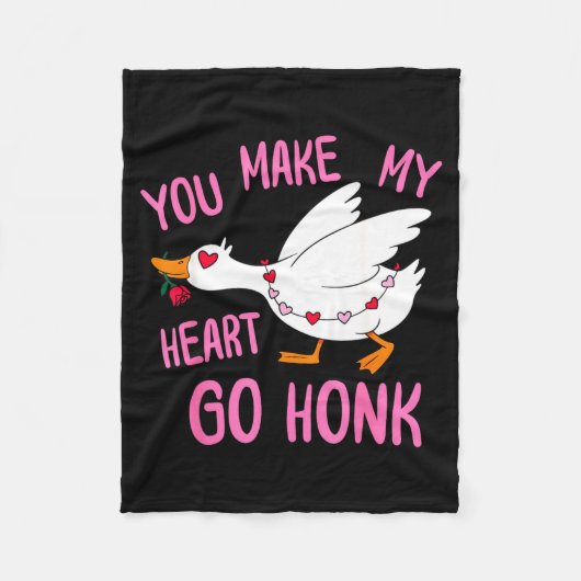 You Make My Heart Go Honk Funny Goose Valentine Sa Fleecedecke (Vorderseite)