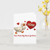 You Make My Heart Go Honk Funny Goose Valentine Sa Karte (Gelbe Blume)