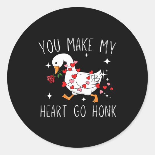You Make My Heart Go Honk Valentine Goose Runder Aufkleber (Vorderseite)