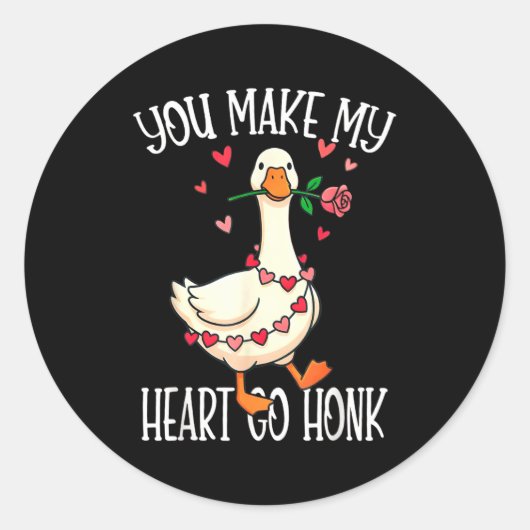 You Make My Heart Go Honk Valentine Goose  Runder Aufkleber (Vorderseite)