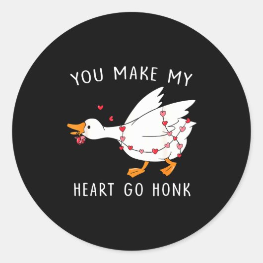 You Make My Heart Go Honk Valentine Goose Runder Aufkleber (Vorderseite)